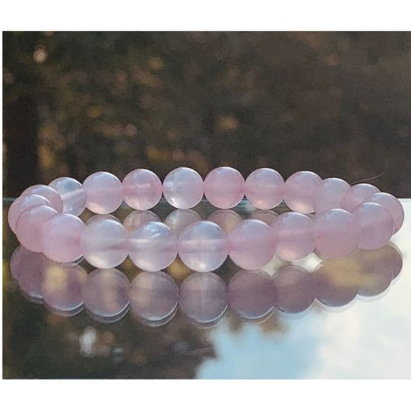 10mm Rose Quartz Beaded Stretch Bracelet - Picture 6 of 11